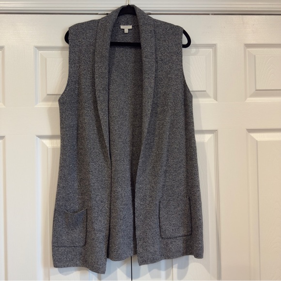 Talbots Sweaters - Talbots Shawl Collar Sleeveless Cardigan Women's Size M Open Front Pockets Gray